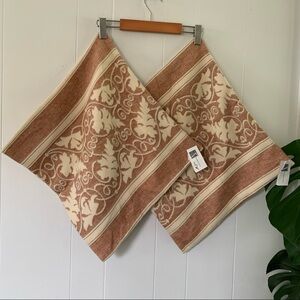 Pair of New Anichini Italy Wool Cotton Vine Leaf Jacquard Luxury Pillow Covers